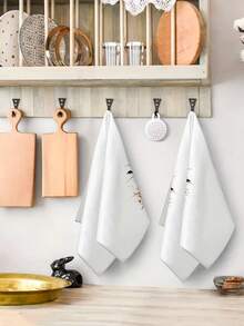 2pcs/4pcs Cute Halloween Ghost Kitchen Towel Set, Orange Bow Ghost & Autumn Floral Print, White Microfiber Absorbent Hand Towels, Bathroom Decor Holiday Gift - Multicolor - View 5