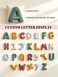 Personalized Initial Plush Decor, Customized Name Letter Sign, Suitable For Bookshelf And Nursery Decoration, Christmas Gift - Multicolor - View 11