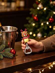 Christmas Reindeer Bottle Opener, Effortless And Easy To Use, Suitable For Parties, Home Bar, Kitchen And Backyard Gatherings, Ultra-Lightweight And Cute, Very Convenient - Multicolor - View 3