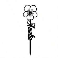 1pc Customized Floral Memorial Stake, Metal Tombstone, Rose Cemetery Plaque, Birth Flower, Memorial Garden Stake - Black - View 21