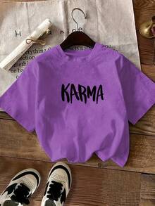 T-Shirt Designed For Women, Printed And - Purple - View 2