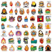 50pcs Cute Funny Fire Graffiti Creative Cartoon Chaos Daily Optimistic Slacker Decorative Desktop Tablet Stickers - Multicolor - View 4