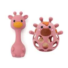 2pcs/Set Silicone Giraffe Rattle Toy Set, Sand Shaker Rattle + Hollow Ball Rattle, Easy To Grip And Clean, Toy Set Loved By Both Baby Boys And Girls, Newborn Gift, Christmas And Halloween Gift - Multicolor - View 10