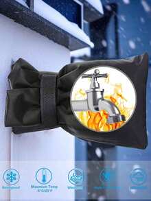 1/2/3pcs Black Outdoor Faucet Cover, Waterproof Oxford Fabric Insulated Faucet Protector, Reusable Easy Install Hook And Loop Strap, Suitable For Garden, Yard, Patio, Water Pipe, Winter Home Essential, Garden Decor, Kitchen Accessory, Home Accessory, Bathroom Accessory - A - View 2