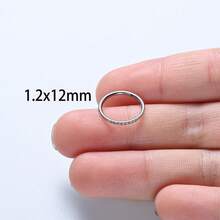 1pc High-End Stainless Steel Zirconia Inlaid Nose Ring Earring, Seamless Angled Clasp, Suitable For Daily Wear By Men And Women - Silver - View 10
