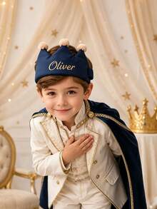 Personalized Name Birthday Crown Headband, Custom Name Prince Hat, Girls Boys Gift, Fabric Crown, Personalized Gift - Multicolor - View 3