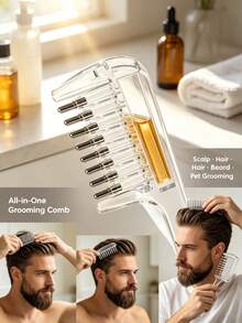 Scalp Oil Dispensing Comb, Hair Root Serum Applicator, Refillable Hair Treatment Comb, Massage Roller Teeth Hair Comb, Home Scalp Care Tool, Liquid Hair Oil Distribution Comb, Portable Hair Essential Oil Applicator - Upgraded Version - View 3