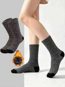 3/5 Pairs Men's Thermal Lined Warm Winter Socks - Comfortable & Warm, Suitable For Hiking, Fishing | Soft Polyester Blend | Machine Washable - Multicolor - View 1