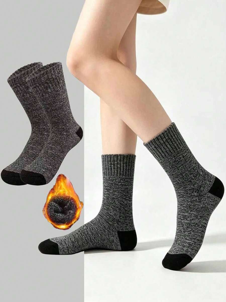 3/5 Pairs Men's Thermal Lined Warm Winter Socks - Comfortable & Warm, Suitable For Hiking, Fishing | Soft Polyester Blend | Machine Washable - Multicolor - View 1