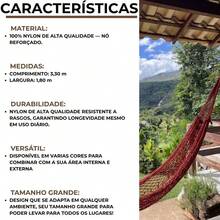 Rede De Dormir Nylon Tarrafa Camping Caça Pesca Varias Cores - Preto - Visão 8