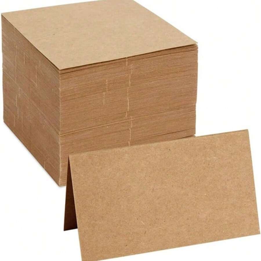 25/50pcs 3.54*3.94inch Blank Kraft Paper Place Cards, Suitable For Wedding, Baptism, Graduation, Birthday Party, Table Number, Accessories, Wedding, Birthday Party Decoration, Business Card - 1pc(random color) - View 1