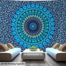 Hippie Bohemian Peacock Mandala Tapestry Wall Hanging Bedding - Blue Mandala - View 8