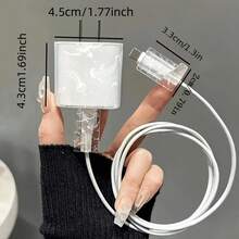 Juego de 5 piezas de protectores de cargador de teléfono con diseño plano 2D de vida marina, cubierta de cabezal de cargador + protector de cable + cuerda de almacenamiento + protector de cable de datos con envoltura espiral, compatible con cargador 20W/18W - Multicolor - Ver 5