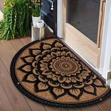 1pc Vintage Semi-Circle Door Mat Rug, Floral Pattern, Suitable For Entryway, Outdoor Welcome Mat, Kitchen, Doorway, Outdoor Area, Living Room, Bedroom, Bathroom And Hallway, Fashionable Holiday Gift, Decorative Gift - A - View 3