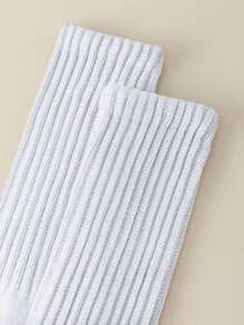 1/2/3/4 Pairs White Women Ribbed Slouchy Scrunch Mid Calf Tube Skate Socks, Solid Loose Cuff Stackable Crew Socks Teen Girls Vintage Street Style - Multicolor - View 9