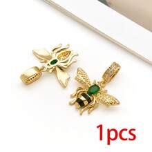 1pc 18K Golden Plated Insect Pendants Crystal Paved Dragonfly Bee Butterfly Enamel Charms For DIY Bracelet Necklace Jewelry Making Findings - Multicolor - View 18