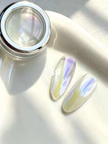 Holographic Nail Powder, Ultra-Fine Mirror Effect Aurora Pigment, Color-Changing Nail Art Powder Sunset Aurora - Multicolor - View 24