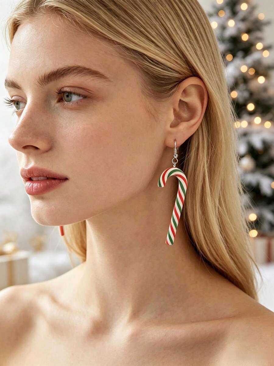 1 Pair Christmas Candy Decor Pendant Earrings, Creative Holiday Party Gift Accessory; Suitable For Women To Wear At Christmas Party, Celebration, Dance Ball; Christmas Gift - Multicolor - View 1