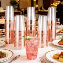 20pcs 10OZ Clear Plastic Cups, Cocktail Cups, Ice Cream Cups, Champagne Cups - Rose Gold - View 7