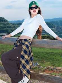 Plaid Waist Apron, Lightweight Layered Hip Coverage, Suitable For Yoga, Dance, Fitness, Workout, Pilates And Casual Sports Wear - Multicolor - View 14