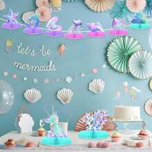 Mermaid Theme Party Decorations Ocean Mermaids Centerpieces For Tables Honeycomb Centerpiece, Sea Party Supplies For Birthday Decor - Multicolor - View 3