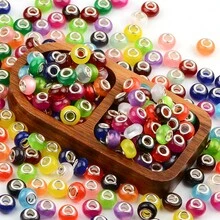 23pcs Colorful European Style Large Hole Beads, Mixed Color Large Hole Beads For Jewelry Making, Suitable For Pendants, Bracelets And DIY Crafts - 23 Pieces - View 3