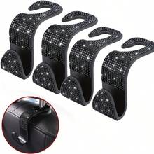 1pc Car Hook Rhinestone Pendant Creative Rear Seat Backrest Hidden Hook Car Interior Accessory - Rhinestone Hook - View 5