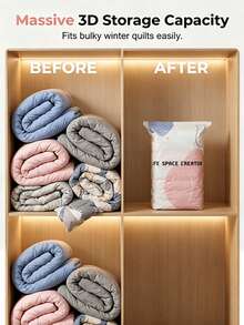 2pcs Vacuum Storage Bags Without Pump, 80% Compression Rate, Extra Large Capacity, 3D Roll-Up Vacuum Sealed Bags, Upgraded Large Capacity Compression Storage Bags, Suitable For Bedding, Clothing, Blankets, Oversized Bedding, Travel Packing Cubes - Multicolor - View 3