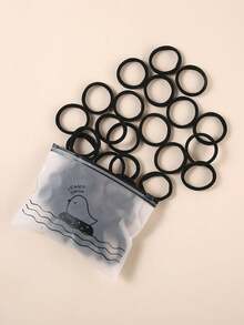 20/50/100/200pcs Women's Black High Elasticity Rubber Band Hair Ties For High Ponytail - Black - View 5
