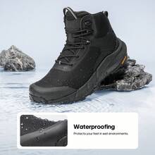 Men's Work Boots Leather Motorcycle Boots - Black - View 5