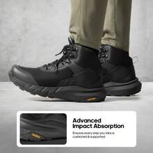 Men's Work Boots Leather Motorcycle Boots - Black - View 6