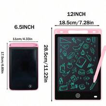 1pc Reusable 6.5/12 Inch Drawing Board - Durable PVC Sketchpad With Screen & Stylus Pen - Multicolor - View 2