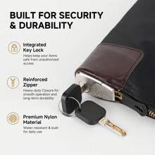 Tas Uang Tunai/Tas Setoran Bank Eagle yang Dapat Dikunci, Ukuran 10,82 x 8,2 x 1,38 Inci, Hitam - A - View 4
