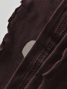 Perirose Gaun Maxi Polkadot Blok Warna Y2K Wanita Musim Semi/Panas, Gaun Pesta Berpinggang Tinggi dengan Hem Dua Lapis - Coklat - View 6