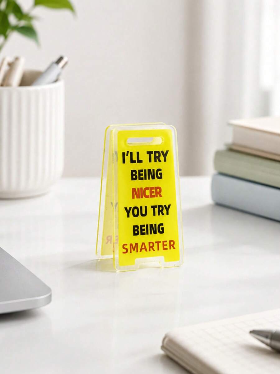 Funny Acrylic Desktop Sign, Mini Warning Sign, Sarcastic And Inspirational Office Decor, Holiday Desk Ornament Gift, Novelty A-Frame Message Board For Workspace - Multicolor - View 1