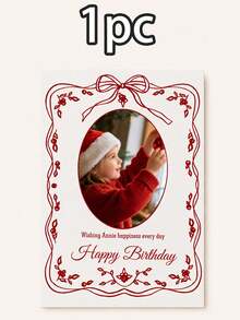 Custom Photo Greeting Card With Text, Personalized Birthday Celebration Card, Elegant Bow Frame Style, Customized Picture Keepsake, Customizable Message Card, Party Table Decor, Birthday Gift, Anniversary Gift, Holiday Greeting Card, Christmas Gifts - Style C - View 8