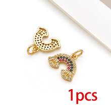 1pc 18K Golden Plated Celestial Charms Paved Crystal Sun Moon Star Rainbow Mini Pendants For DIY Bracelet Necklace Earring Jewelry Making Findings - Gold - View 18
