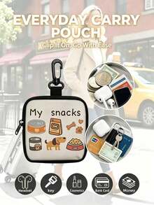 Zippered Dog Training Treat Bag - Portable Polyester Pet Treat Pouch, Suitable For Outdoor Activities And Dog Walking, Colorful Design, Single-Sided Print, One Side Transparent, Essential For Dog Walking | Vibrant Durable Dog Accessory Zipper Bag - Multicolor - View 10