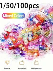 1/50100 مشابك بلاستيكية بألوان متنوعة، مشابك متعددة الأغراض للأقمشة والخياطة واللحاف والحرف اليدوية وإغلاق أكياس الطعام والاستخدام اليومي - متعدد الألوان - مشاهدة 2