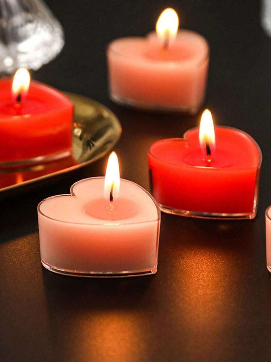 9pcs Heart-Shaped Aromatherapy Candles, Suitable For Proposal And Birthday Celebration, Perfect For Girlfriend Birthday/Christmas Gift, Ideal For Birthday, Party, Wedding Decoration - Multicolor - View 1