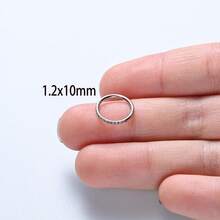 1pc High-End Stainless Steel Zirconia Inlaid Nose Ring Earring, Seamless Angled Clasp, Suitable For Daily Wear By Men And Women - Silver - View 12