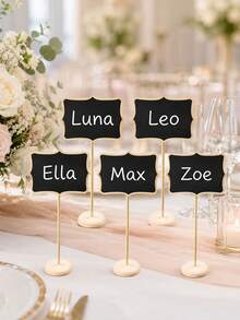 5/10pcs Mini Desktop Chalkboard Signs (With Stand), Reusable, Suitable For Wedding Place Cards, Food Labels And Table Number Cards - Multicolor - View 3