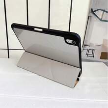 1pc Faux Fur Leopard Print Unforgettable Cursive Letter Print Three-Fold Protective Case Auto Sleep Wake Shockproof Clear Back Tablet Cover Compatible With IPad 10th Gen Smart Case/11(A16 2025)/Compatible With Samsung Galaxy S9/S7/S10+/Compatible With Xiaomi/Compatible With Huawei - Multicolor - View 6