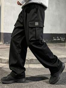 Men's All-Season Outdoor Cargo Pants, Black Multi-Pocket Work Trousers, Lightweight And Comfortable Fall - Black - View 1