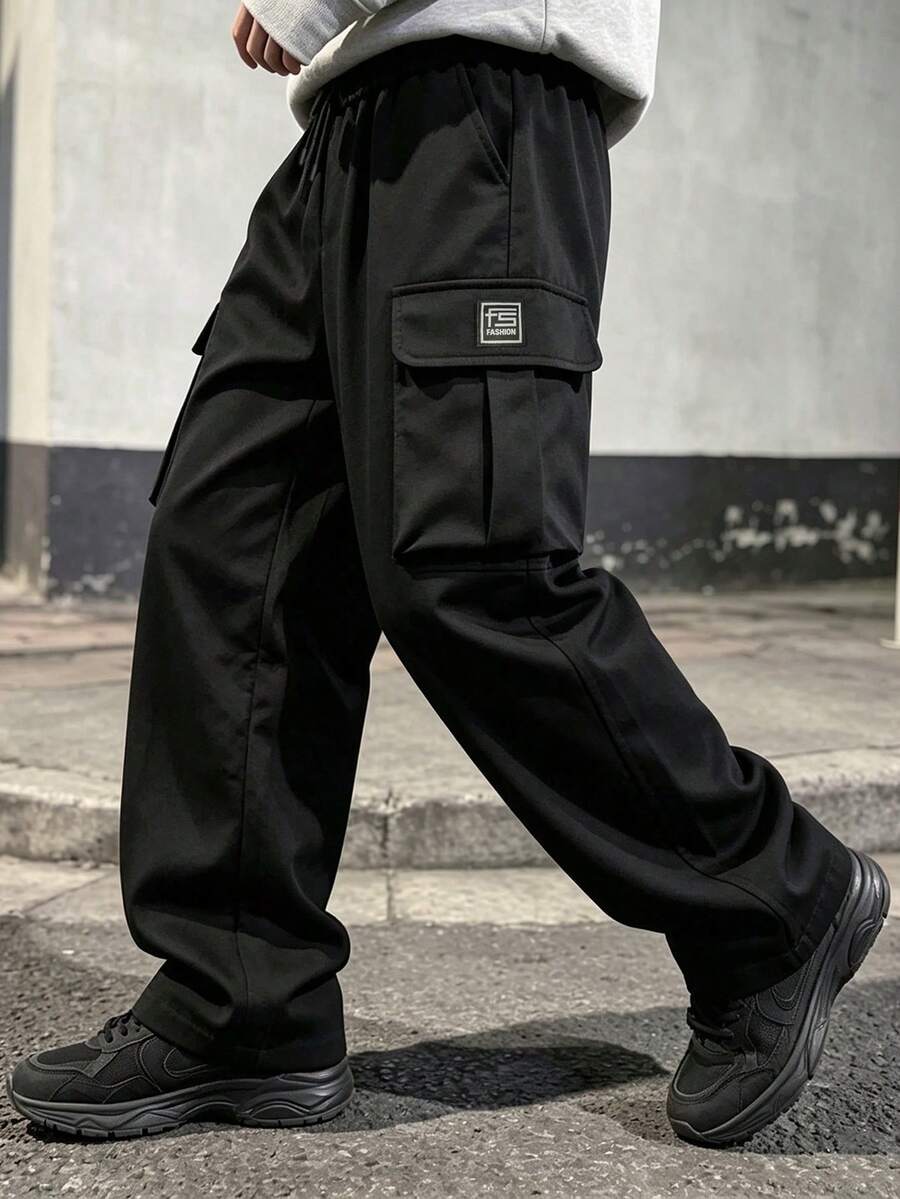 Men's All-Season Outdoor Cargo Pants, Black Multi-Pocket Work Trousers, Lightweight And Comfortable Fall - Black - View 1