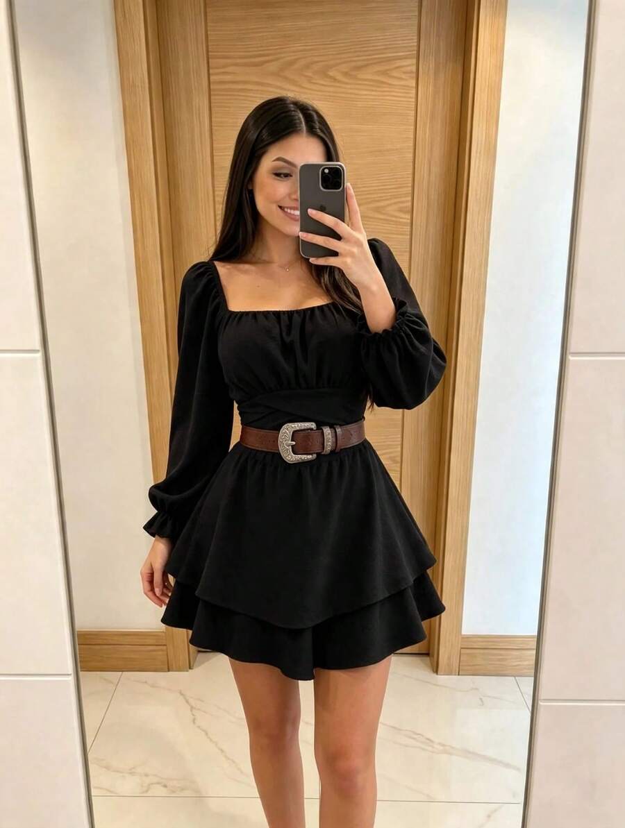 Women Mini Dresses - Black - View 1