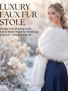 Soft Warm Winter Bridal Shawl, Suitable For Evening Gown Party Formal Occasions - White - View 2