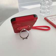 (Order And Follow Store To Get Lanyard) 360° Rotating Stand Anti-Drop Phone Case Compatible With Apple 11/12/13/14/15/16 Pro Max, S22/23/24+ U A04/A05/A14/A15/A24/A25/A34/A54 S Series, Pixel, Note 15/14 Series - Red + Braided Rope - View 3