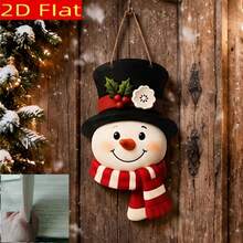 [AMPIOON]Christmas Winter Snowman Hanging Ornament, Farmhouse Country Christmas Door Welcome Wreath Decor, Christmas Party Indoor/Outdoor Home Wall Window Front Door Decoration, Back To School, Halloween, Christmas - Multicolor - View 6