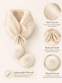 Women's Soft Faux Fur Collar Scarf, Pearl Decor, Plush Warm Winter Neck Accessory, Elegant Fashion Accessory For Autumn/Winter - Multicolor - View 6